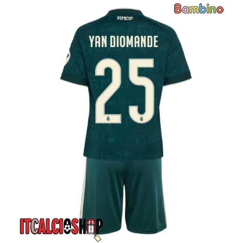 Real Madrid Yan Diomande #25 Seconda Maglia Bambino 2026-27 Manica Corta (+ Pantaloni corti)